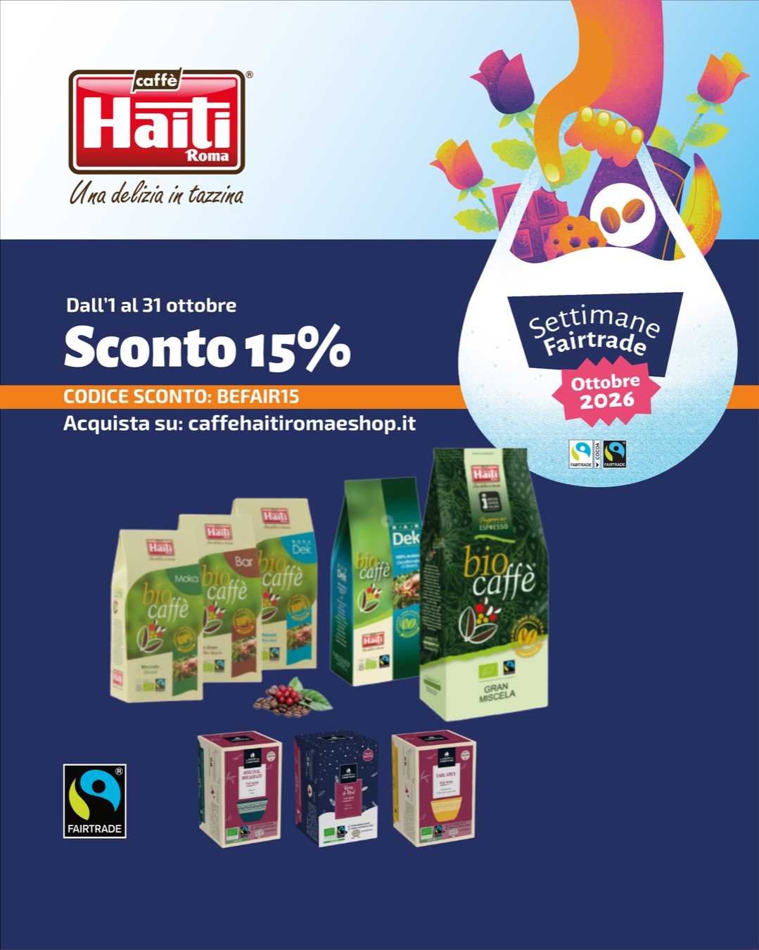 Caffè Haiti Roma - Sconto 15% dall'1 al 31 ottobre con il codice BEFAIR15 su caffehaitiromaeshop.it
